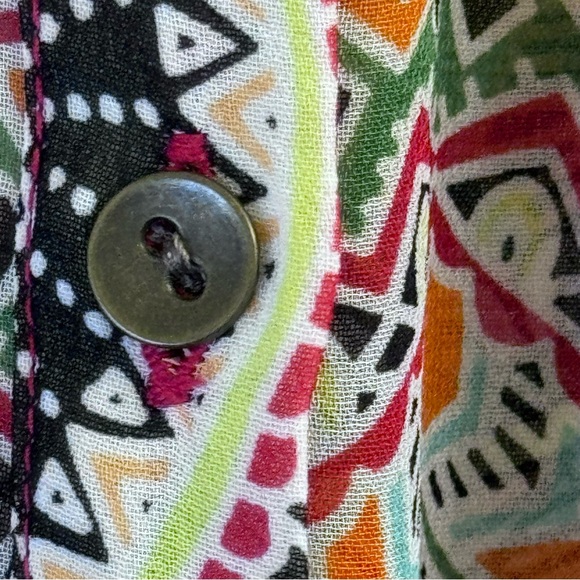 Jockey Women's Blouse S Multicolor Abstract Floral Print Garter Sleeve Loose Fit - Picture 3 of 13